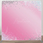 Aperturee - Aperturee Silver Glitter Pink Birthday Square Tension Backdrop